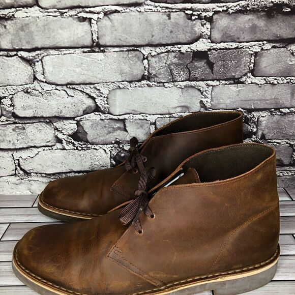 Clarks Bushacre 2 Brown Leather Lace Up Desert Ankle Chukka Boots Men Sz 13M US - Picture 10 of 15